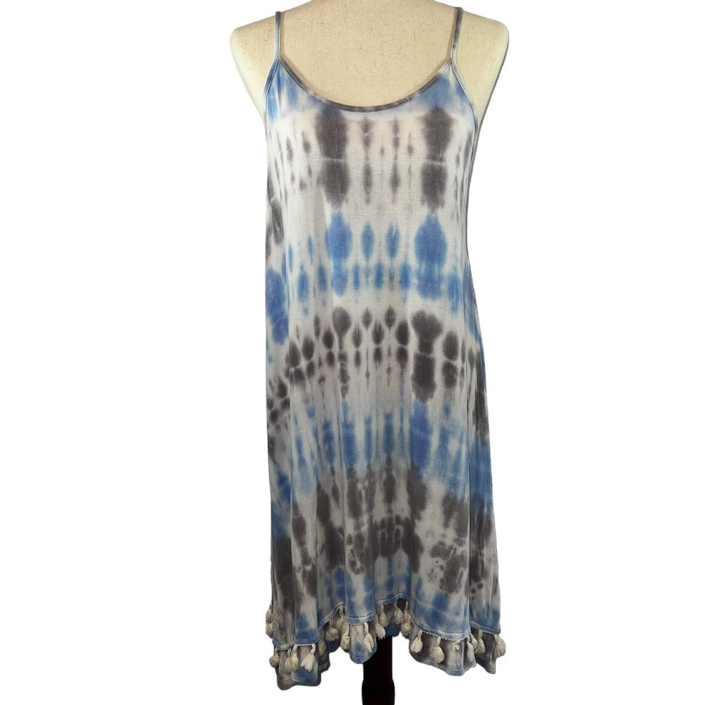 Super Soft! Mittoshop Blue, Gray, & White Tie Dye Cover Up Dress Sz Large
